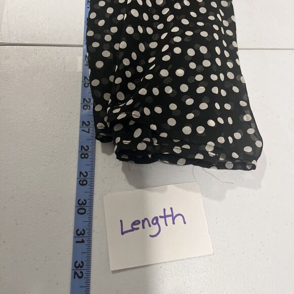 Everly Women's Sheer Polka Dot Tunic Black White L Preppy Coquette Flowy Whimsy - Picture 10 of 12